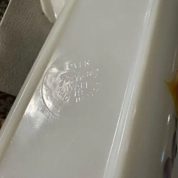 Anchor Hocking FIRE KING 2 pc Loaf Pan & Rectangular Peach Blossom Dish Vintage - Picture 6 of 9